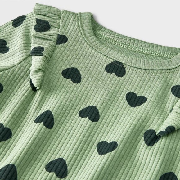 Cat & Jack™ Green/Black Ribbed One-Piece Romper Size 6-9 mos. - Picture 3 of 3